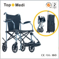 Fauteuil roulant de voyage pliable léger portable en aluminium Topmedi pour personnes handicapées et âgées